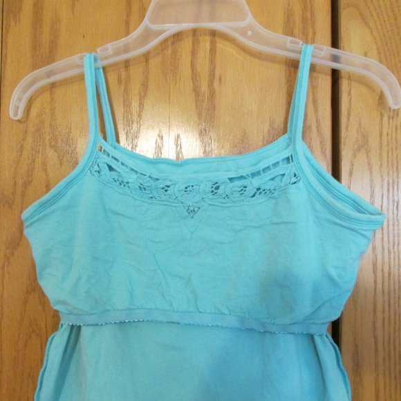 LIZ CLAIBORNE WOMEN'S SIZE S CAMISOLE AQUA LACE SHELF BRA BOHO HIPPIE COTTON - Picture 5 of 11